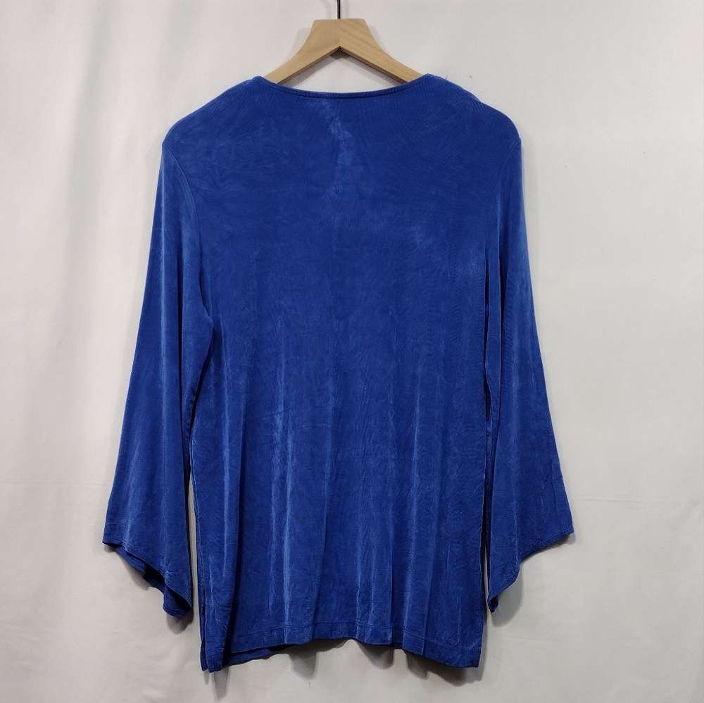 Slinky Brand V-Neck Embellished Tunic Womens M Royal Blue Business Travel Casual - Picture 4 of 8